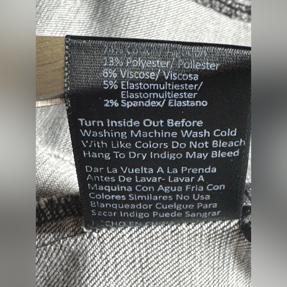 RISEN Distressed Denim Jacket 1XL Button Down Style #XRDJ1115 Charcoal Black - Picture 9 of 9